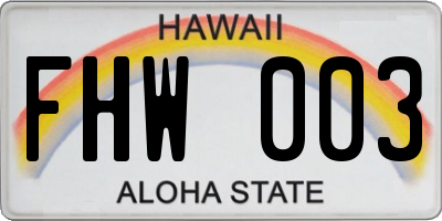 HI license plate FHW003
