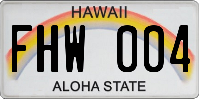 HI license plate FHW004