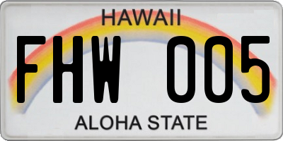 HI license plate FHW005