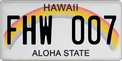 HI license plate FHW007
