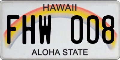 HI license plate FHW008