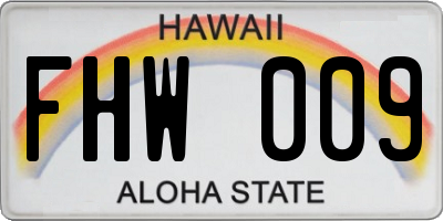HI license plate FHW009