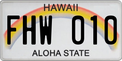 HI license plate FHW010