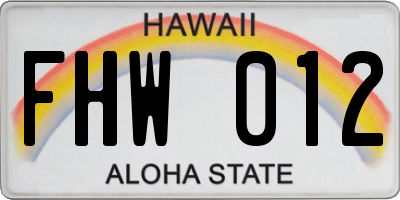 HI license plate FHW012