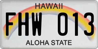HI license plate FHW013