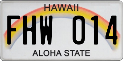 HI license plate FHW014