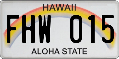 HI license plate FHW015