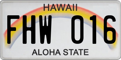HI license plate FHW016