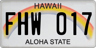 HI license plate FHW017