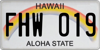 HI license plate FHW019