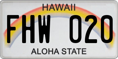 HI license plate FHW020