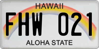 HI license plate FHW021