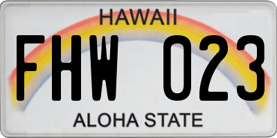 HI license plate FHW023