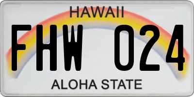 HI license plate FHW024