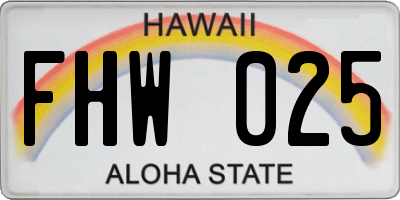 HI license plate FHW025