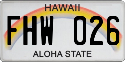 HI license plate FHW026