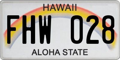 HI license plate FHW028