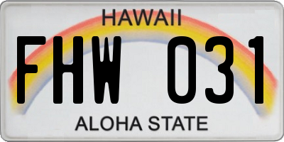 HI license plate FHW031
