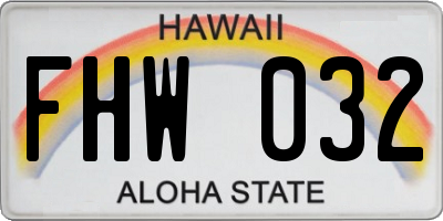 HI license plate FHW032