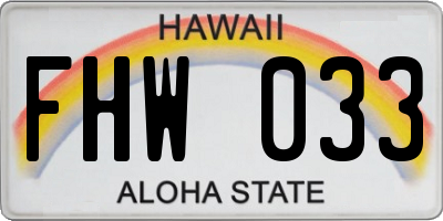 HI license plate FHW033