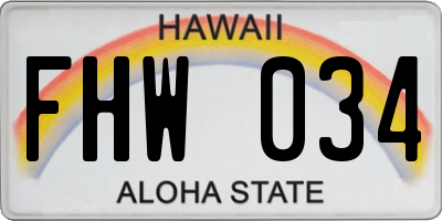 HI license plate FHW034