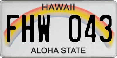 HI license plate FHW043