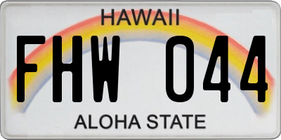 HI license plate FHW044