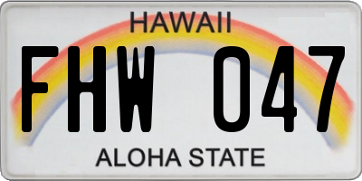 HI license plate FHW047