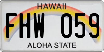 HI license plate FHW059