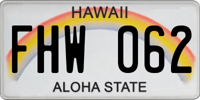 HI license plate FHW062