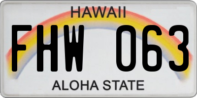 HI license plate FHW063