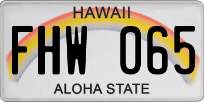 HI license plate FHW065