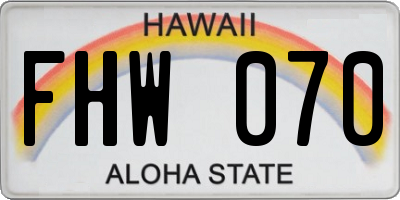 HI license plate FHW070