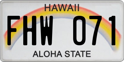 HI license plate FHW071
