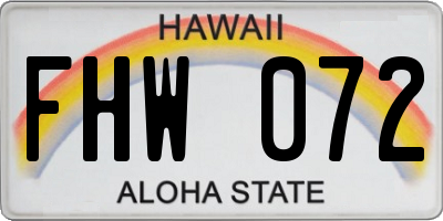 HI license plate FHW072
