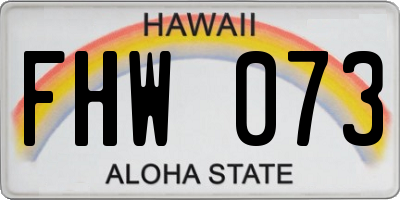 HI license plate FHW073