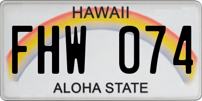 HI license plate FHW074