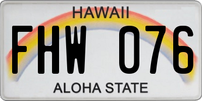HI license plate FHW076