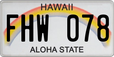 HI license plate FHW078