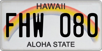 HI license plate FHW080