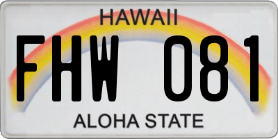 HI license plate FHW081