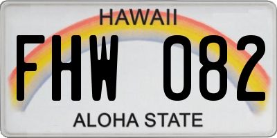 HI license plate FHW082