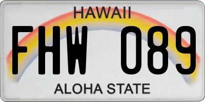HI license plate FHW089