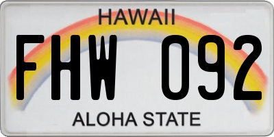 HI license plate FHW092