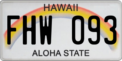 HI license plate FHW093