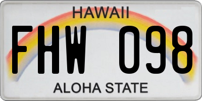 HI license plate FHW098