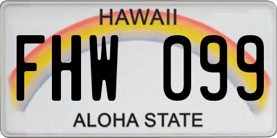 HI license plate FHW099