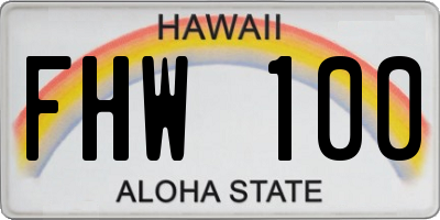 HI license plate FHW100