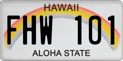 HI license plate FHW101