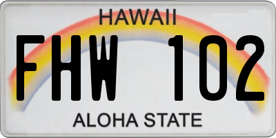 HI license plate FHW102